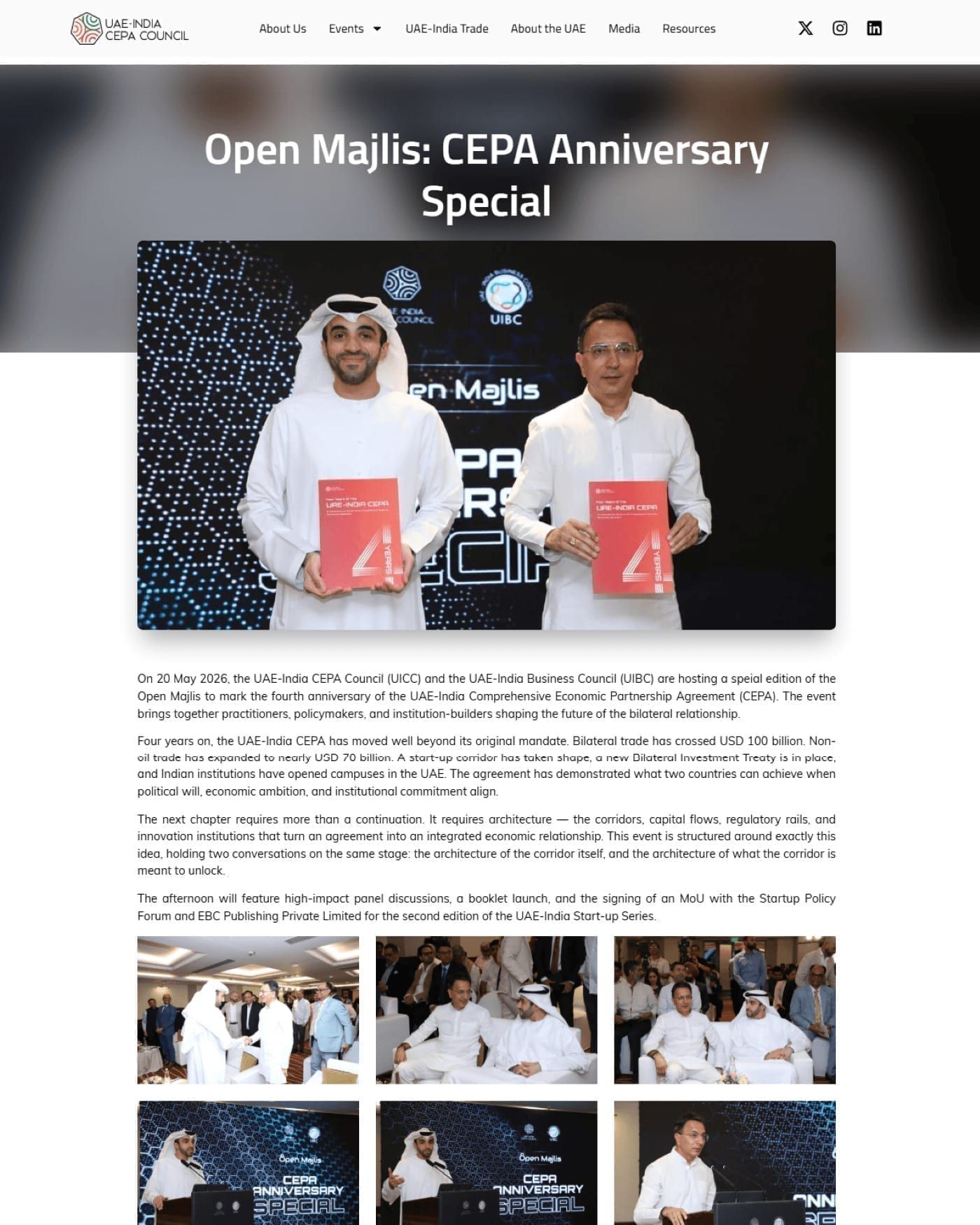 Full event page for an anniversary special